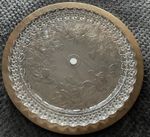 SOGA Japanese Glass Plate Platter on Turned Wooden Base - 37cm Diameter 