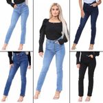 Enzo Womens Straight Leg Jeans Denim Regular Fit Stretch Slim Fit Pants