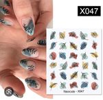 NAIL ART WATER DECALS WATERCOLOUR MULTICOLOURED LEAVES  HARUNOUTA X047