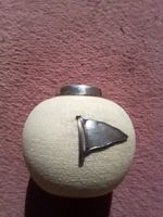 ANTIQUE ROYAL DOULTON SILVER & STONEWARE  MATCH HOLDER STRIKER FLAG EMBLEM 