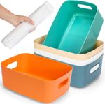 5x Plastic Storage baskets with bags Home Office Kitchen Pharmacy Organiser New
