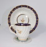 Antique Flight Barr Worcester Coffee Cup & Matching Later Saucer-Thistle Pattern
