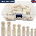 50Pcs Painted Wooden Peg Dolls 35-65mm DIY Craft Figure People Set