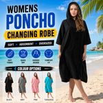 Women Hooded Poncho Changing Robe Quick Dry Microfibre Towel Beach Gym Large XL