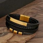 Stylish Men's Leather Bracelet – Braided Multi-Layer Accessory