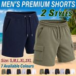 MENS SHORTS PLAIN CARGO FLEECE STRETCH JERSEY SWEAT JOGGING JOGGER CASUAL SHORTS