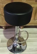 Premium Round Bar Stool - PVC Leather - Footrest -  Height Adjustable -  Swivel