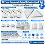 24 x Clear Acrylic Optics Blocks  Semi Circular Triangle Physics Ray Box