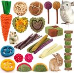 Rabbit Toys Bunny Chew Toys for Teeth, Hamster/Guinea Pig Toys Natural Timothy H