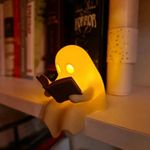 New Cute Ghost Reading Book Lamp Halloween Smile Ghost Statue 3D LED Night Light