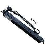 19" 8 Way Horizontal Power Distribution Unit Strip UK Miniline PDU Rack Mount D