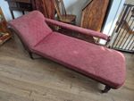 Chaise Lounge Antique Single Arm Sofa Red Upholstery Good Condition Collection