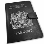 Passport Holder in Black with Credit Card and Cash Pockets Snap Lock Secure