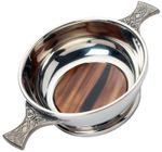 4 in Pewter Quaich With Celtic Handles and Horn Insert Great Gift