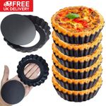 6Pcs Non Stick 4 Inch Quiche Pans Removable Mini Tart Pans Set Tart tins Cases