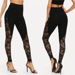 Sexy Women High Waist Lace See Through Stretch Yoga Leggings Pants Trousers SIZE