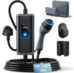 bokman EV Charger Type 2 to 3 Pin Plug, 15M | 2.3kW | 10A | IP65 Waterproof,