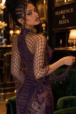 💜 The Eliza Purple & Gold Embellished Lace Shawl £29.95