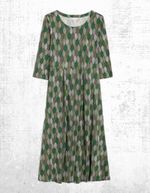 Women’s Seasalt Jersey Dress ¾ Sleeve Cotton Green Forest Leaf Trail