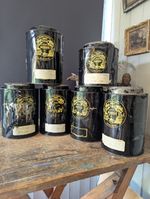 Large Mariage Freres black Caddy Tin - Empty, shop display, kitchen,home x 6