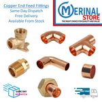 Copper Pipe Fittings End Feed Connectors Solder Plumbing 10mm-15mm-22mm-28mm