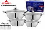 Sonex Stainless Steel Induction mega Kadai Wok Glass Lid Fry pan Extra Thick