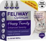 Feliway Optimum 3 x 30 Day Refill 48ml | Cat Calming Diffuser Refills Value Pack