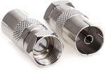 2X FEMALE COAX SOCKET TO F TYPE MALE TV AERIAL COAXIAL CABLE CONNECTOR ADAPTER