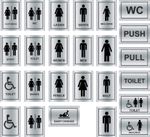 TOILET DOOR SIGNS BRUSHED SILVER METAL LADIES GENTS UNISEX DISABLED BABY CHANGE