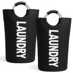 90L Foldable Fabric Laundry Basket Collapsible Clothes Hamper Bag Washing Bin