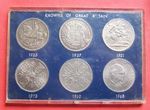 6 x crowns of Great Britain' cased coin set - dates: 1935, 37, 51, 53, 60 & 65