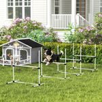 4 Pieces Dog Agility Training Equipment, Adjustable Height Jumps Hurdle, White