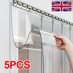 5pcs PVC Strip Curtain 2m Transparent Soft Freezer Door Curtain Industrial UK