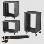 19" Rack 8U, 12U, 16U Open Universal Server Cabinet with Wheels, Black