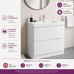 900mm White Gloss Vanity Unit & Basin Floor Stand Bathroom Storage Cabinet