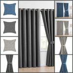 Curtains Blackout Heavy Thick Ready Made Ring Top Eyelet with tape top & tieback