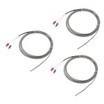 3Pcs, K Type Thermocouple Temperature Sensor Probe 4x30mm 6.6ft Wire 0 to 600°C