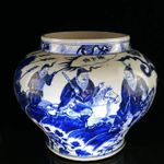 Antique Chinese Yuan Dynasty Blue and White Porcelain Jar