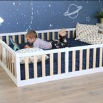 HAPPYMOON White Montessori Double Kids bed, Door Included!