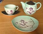 Striking Vintage Carlton Ware Green Hand painted Australian Design Tea Set