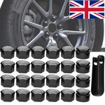x24 Wheel Tires Lug Nut Bolt Center Cap Cover With Tool For 17MM Universal Black