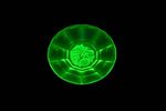 A VINTAGE UV FLUORESCENT URANIUM / VASELINE GLASS SMALL ETCHED PLATE OR SAUCER