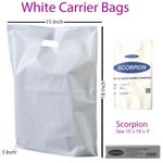 Strong HD White Patch Handle Plastic Carrier Bags 15 x 18 x 3 (Scorpion)