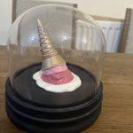 Spilled Vanilla Strawberry Ice Cream Cone Fake Food Replica on dome