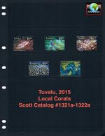 $22.00 Scott Value - 2015 TUVALU Corals (singles from souv sheets) CV MNH NH UMM