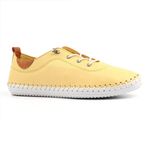 Lunar St Ives Leather Plimsol Lemon Womens Lace Up Low Shoes Casual Trainer