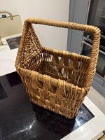 Rustic Wicker Wine Basket Magazine Rack Rattan Storage Basket Woven Storage