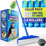 Large Lint Roller with 3 Refills – 360 Total Sheets for Tackling Pet