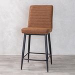 TAN BAR STOOL FAUX LEATHER RIBBED RESTAURANT STOOL COUNTER STOOL BAR STOOL