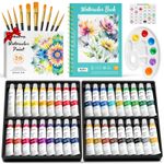 Nicpro Watercolour Paint Set, 36 Colors Watercolour Set with 10 Paint Brushes